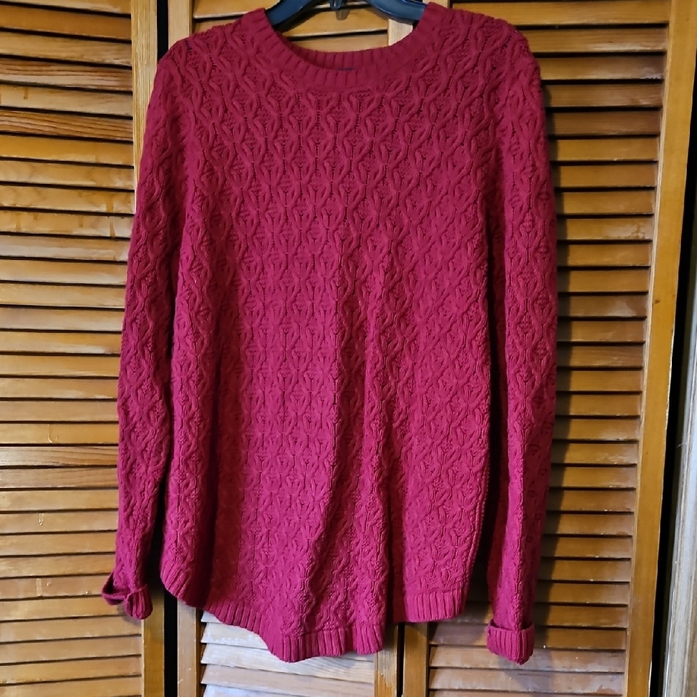 JEANNE PIERRE Women's Textured Knit Sweater - Deep Red